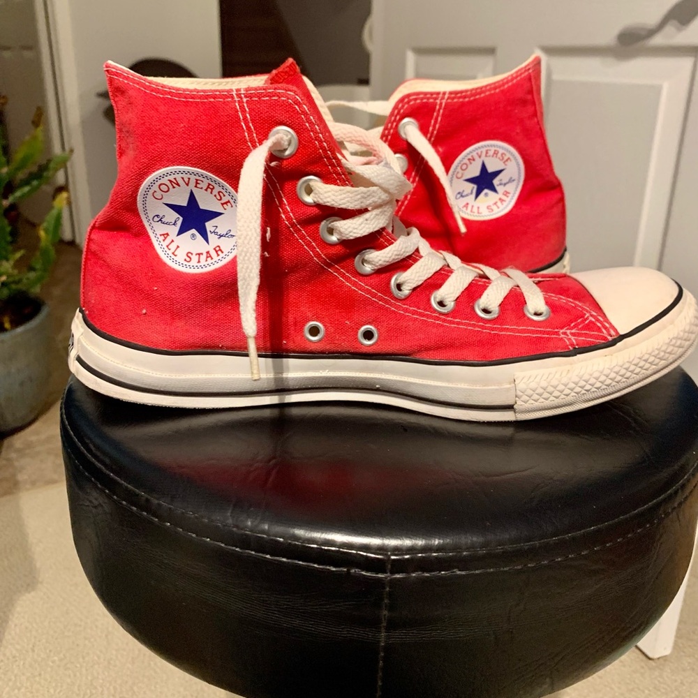 Converse Red and White High-Tops